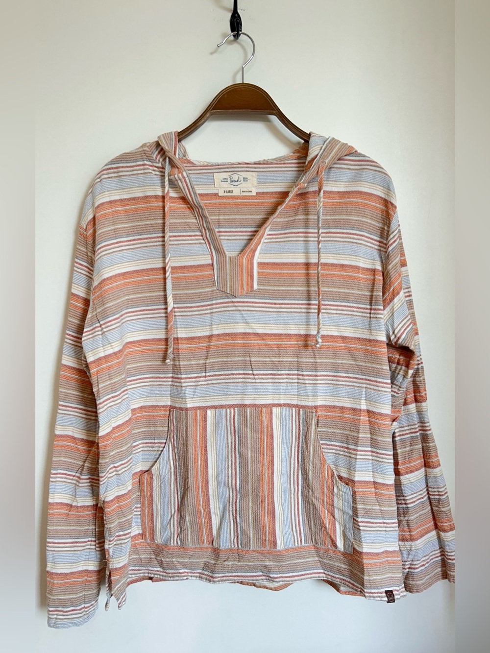 PURNELL SANTA BARBARA LINEN/COTTON LONG SLEEVE HOODED V NECK TOP